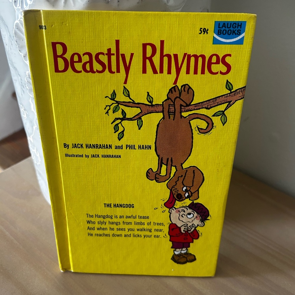 Rare Vintage 1966 Yellow Beastly Rhymes Hardcover Book by Laugh Books